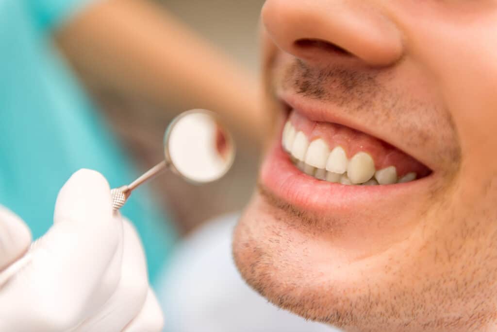 patient receiving a dental cleaning