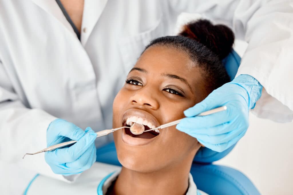 Dental patient going to get a dental cleaning