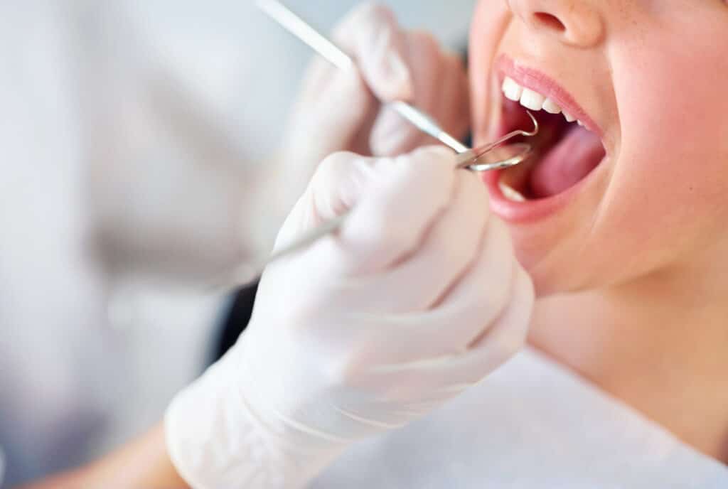 Patient getting a dental cleaning