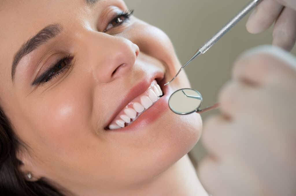 patient undergoing a dentla cleaning