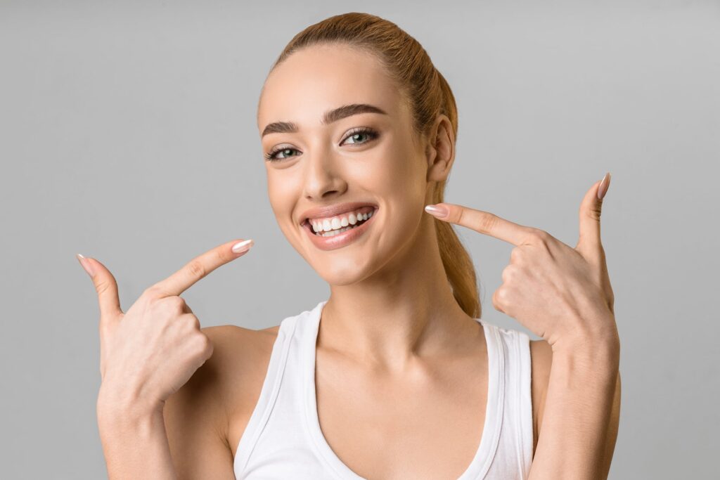 Female dentla patient displaying her healthy smile
